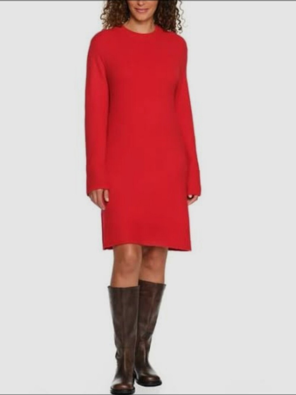 Lands' End Red Long Sleeve Sweatshirt Dress